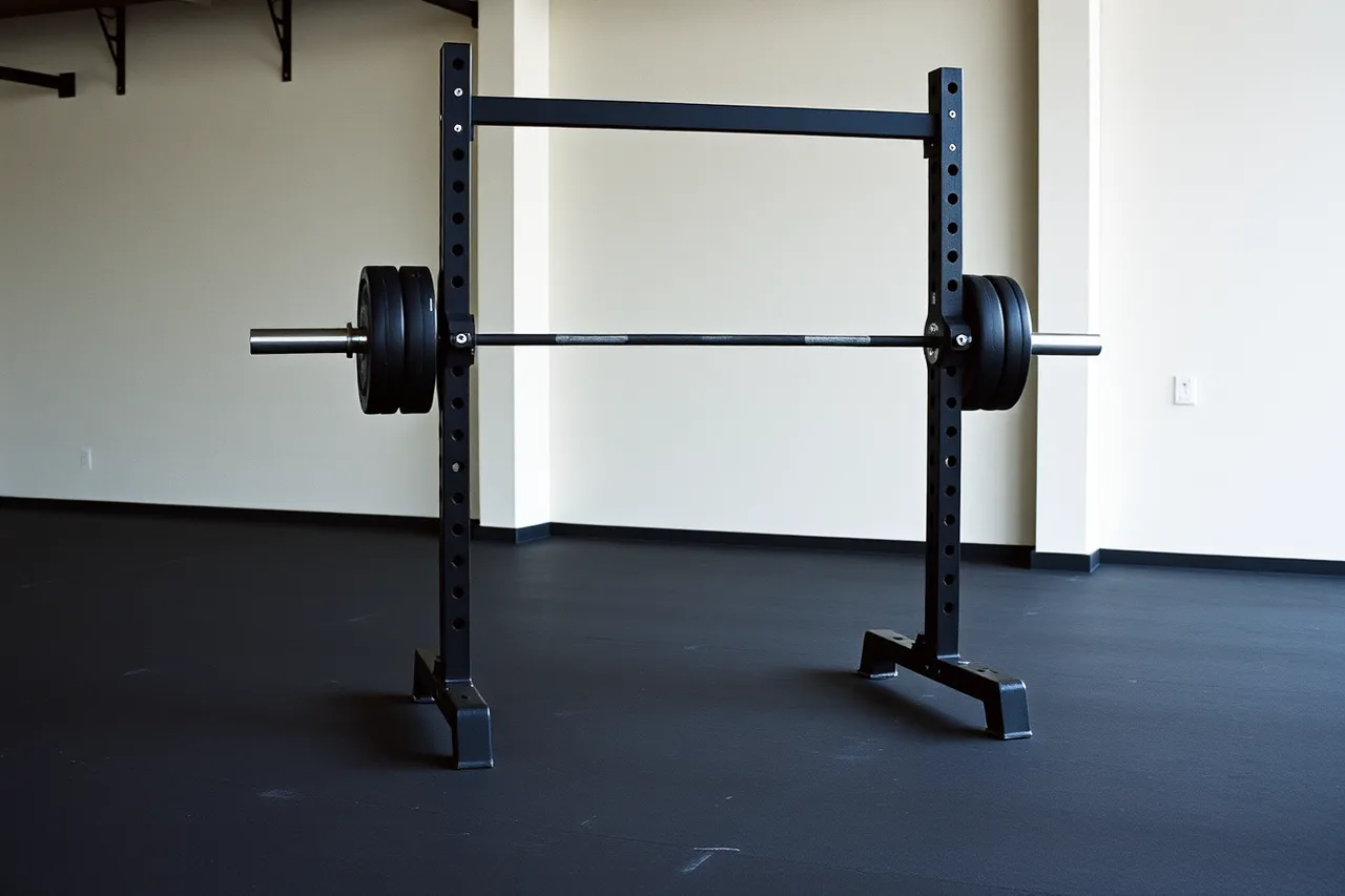 Bolted squat rack on a studio floor (What a new fitness studio owner needs to buy: the equipment list)